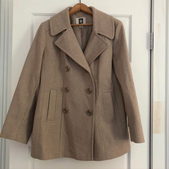 Ann Klein Heathered Wool Pea Coat - Picture 2 of 7